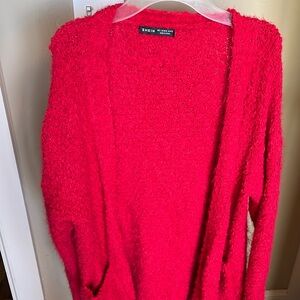 Red heavy cardigan with pockets